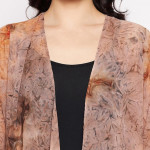 Women Brown Printed Tasselled Shrug