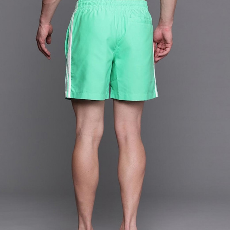 Men Green Solid 3-Stripes Sustainable Swim Shorts