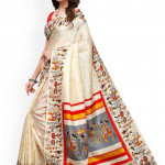 Off-White Khadi Silk Printed Khadi Saree