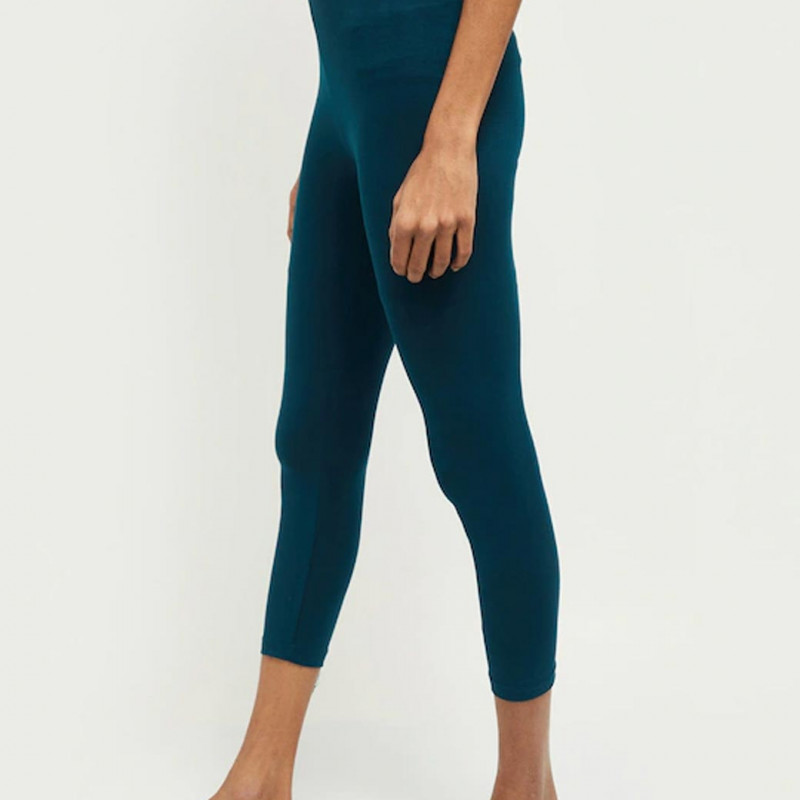 Women Teal Blue Solid Three Fourth-Length Leggings