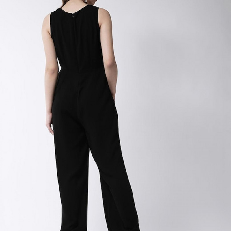 Women Black Solid Basic Jumpsuit