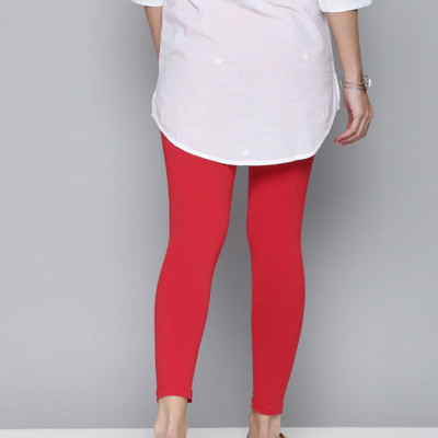 Women Red Solid Leggings